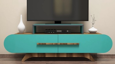 Comoda TV din PAL melaminat Attica Turquoise/Maro